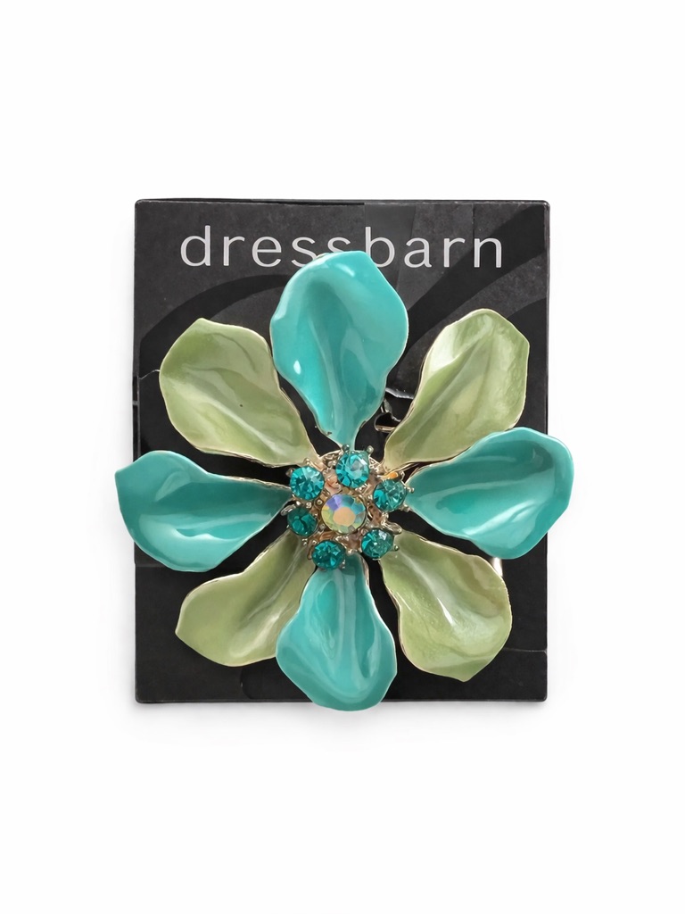 Dressbarn Teal Light Green Floral Statement Brooch 25$